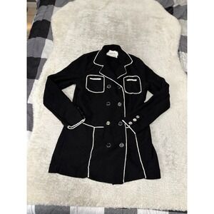 Steve Fabrikant Neiman Marcus Women's 12 Black Knit‎ Wool Cardigan Blazer